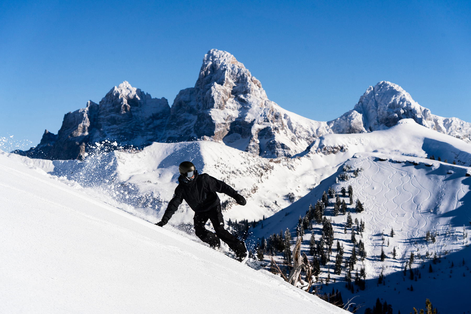 Snowboarder at Grand Targhee Resort