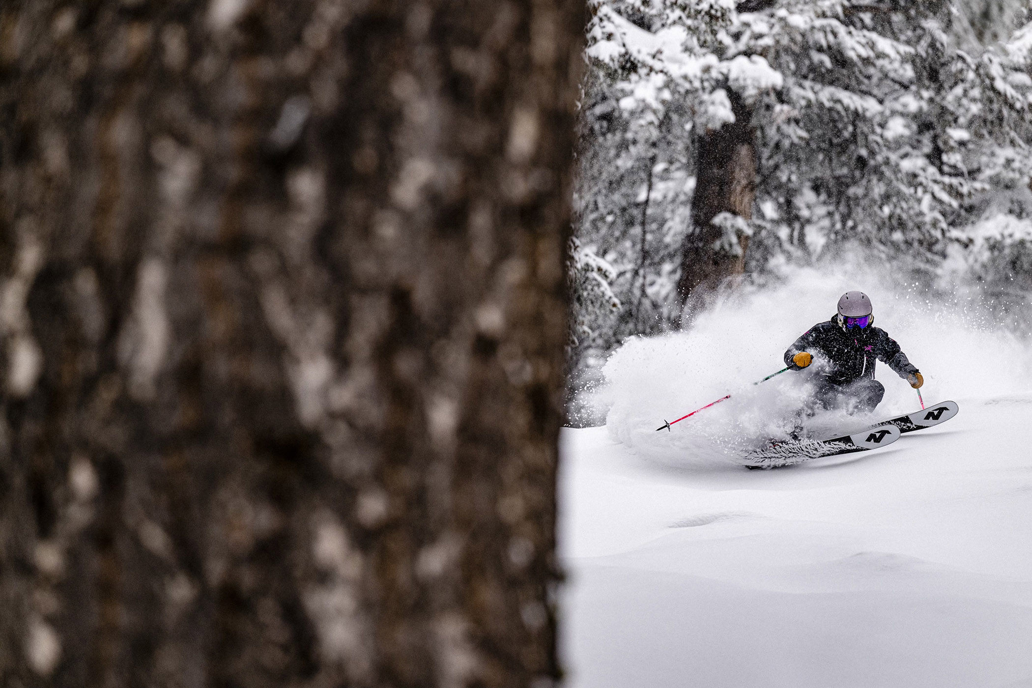 Pro skier Lucy Sackbauer enjoys some off-piste pow at Sun Valley Resort