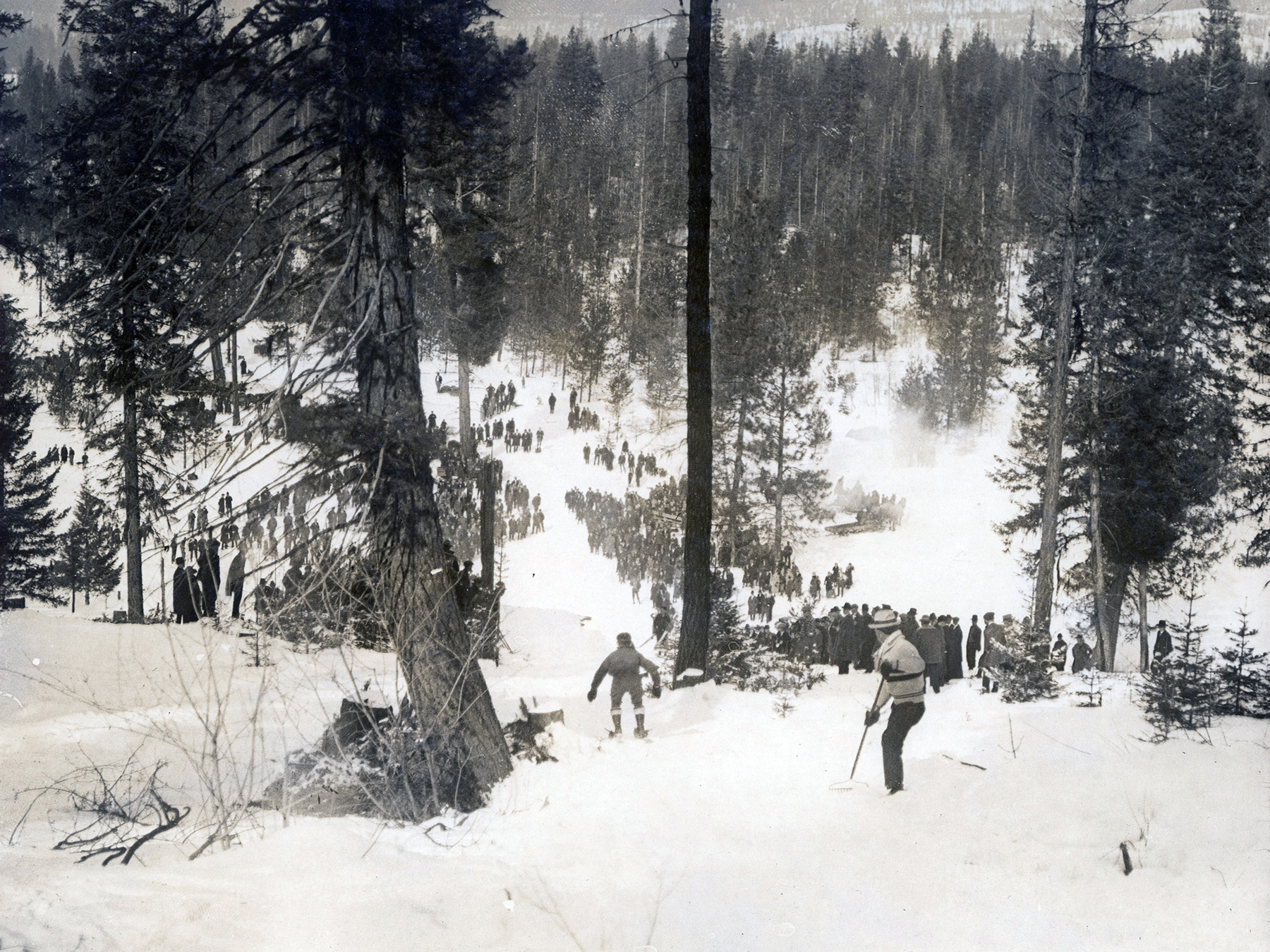 Spectators watch jumper at Idaho's first ski jump